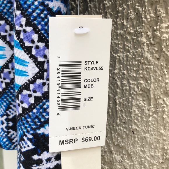 Kenneth Cole Blue Long Sleeve Top SzLG NWTS - Picture 9 of 10